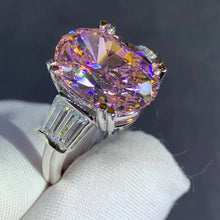 Load image into Gallery viewer, BIG 6 Carat Pink Oval Cut Double Prong Basket Three Stone VVS Moissanite Ring