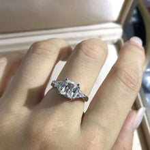 Load image into Gallery viewer, 1 Carat Radiant Cut Moissanite Ring K-M Colorless Three Stone Cathedral