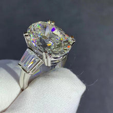 Load image into Gallery viewer, BIG 6 Carat Oval Cut Moissanite Ring Double Prong Basket Three Stone VVS K-M Colorless