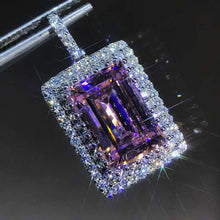 Load image into Gallery viewer, 4 Carat Green, Blue, Pink, Colorless or Yellow Emerald Cut Simulated Moissanite Necklace