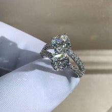 Load image into Gallery viewer, 3 Carat Cushion Cut Moissanite Ring Two Stone Split Shank VVS K-M Colorless