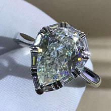 Load image into Gallery viewer, 4 Carat Pear Cut Moissanite Ring K-M Color Halo Cathedral Pinched Shank