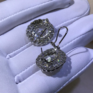 15 CTW Yellow Oval Halo Simulated Moissanite Omega Clip Back Stud Earrings
