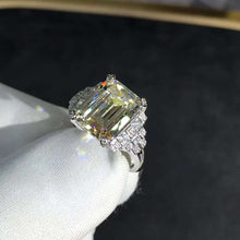 Load image into Gallery viewer, 5 Carat K-M Colorless Emerald Cut Side Stone Plain Shank VVS Simulated Sapphire Ring