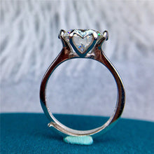 Load image into Gallery viewer, 4 Carat D Colorless Solitaire Heart Profile Round Cut Certified VVS Moissanite Ring