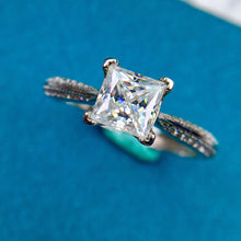 Load image into Gallery viewer, 1 Carat D Color Princess Cut Reverse Tapered Shank Certified VVS Moissanite Ring