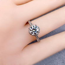 Load image into Gallery viewer, 1 Carat D Color Round Cut Clover Subtle Halo Bead-set Certified VVS Moissanite Ring