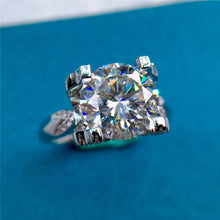 Load image into Gallery viewer, 3 Carat D Color Round Cut Hidden Halo Cathedral Reverse Tapered Moissanite Ring