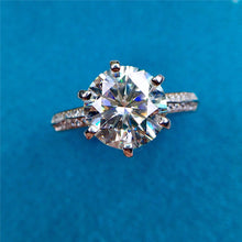 Load image into Gallery viewer, 3 Carat D Color Round Cut 6 Prong Bead-set Certified VVS Moissanite Ring