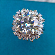 Load image into Gallery viewer, 6 Carat Round Cut Moissanite Ring Octogen Snowflake Certified VVS D Color