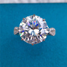 Load image into Gallery viewer, 6 Carat D Color Round Cut 8 Prong Pinched Split Shank Certified VVS Moissanite Ring