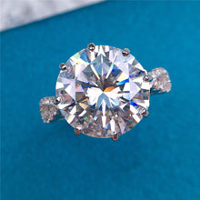 Load image into Gallery viewer, 6 Carat Round Cut Moissanite Ring 8 Prong Pinched Split Shank Certified VVS D Color