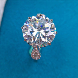 6 Carat Round Cut Moissanite Ring 8 Prong Pinched Split Shank Certified VVS D Color