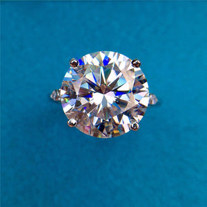 6 Carat Round Cut Moissanite Ring D Color Thin Band 4 Prong 5-stone