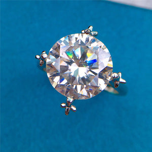 6 Carat Round Cut Moissanite Ring Solitaire Cross Style Certified VVS D Color