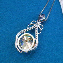 Load image into Gallery viewer, 6 Carat Yellow Round Cut Floating Halo Tear Drop Pendant VVS Moissanite Necklace
