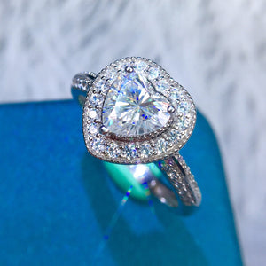 1 Carat D Color Heart Cut Halo Milgrain Bead-set Certified VVS Moissanite Ring