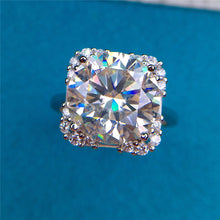 Load image into Gallery viewer, 6 Carat Round Cut Moissanite Ring Square Halo Straight Shank Certified VVS D Color
