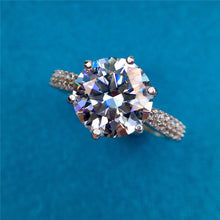 Load image into Gallery viewer, 3 Carat D Color Round Cut 6 Prong Bead-set Reverse Tapered Shank Moissanite Ring