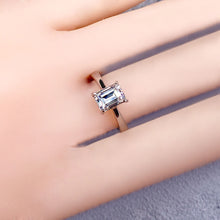 Load image into Gallery viewer, 1 Carat D Color Emerald Cut Solitaire Reverse Tapered Shank VVS Moissanite Ring
