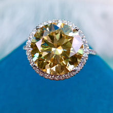Load image into Gallery viewer, 5 Carat Yellow Round Cut Thin Band Halo French Pave VVS Moissanite Ring