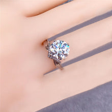Load image into Gallery viewer, 3 Carat D Color Round Cut Chevron Bypass Shank Certified VVS Moissanite Ring