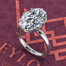 Load image into Gallery viewer, 5.5 Carat Medium Oval Cut Tulip Set 8 Prong Solitaire Euro Shank D Color Moissanite Ring
