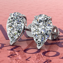 Load image into Gallery viewer, 4 CT x2 Pear Cut Stud D Color Basket Moissanite Earrings