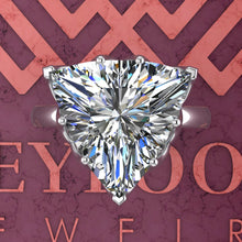 Load image into Gallery viewer, 6.25 Carat Trilliant Cut Tulip Set 9 Prong Solitaire Euro Shank D Color Moissanite Ring