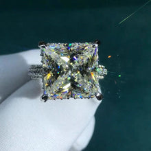 Load image into Gallery viewer, 6 Carat K-M Colorless Princess Cut Bead-set Pave Wrap VVS Simulated Sapphire Ring