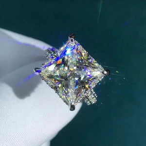 6 Carat Princess Cut Moissanite Ring Bead-set Pave Wrap VVS K-M Colorless