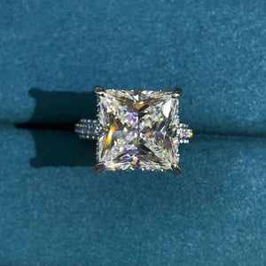 6 Carat Princess Cut Moissanite Ring Bead-set Pave Wrap VVS K-M Colorless