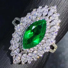 Load image into Gallery viewer, 1.58 Carat Marquise Cut Triple Halo Split Shank Lab Made Green Emerald Ring - 9K, 14K, 18K Solid Gold and 950 Platinum
