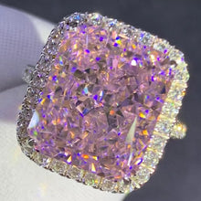 Load image into Gallery viewer, 8 Carat Pink Radiant Cut Halo French Pave VVS Moissanite Ring