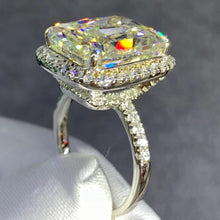Load image into Gallery viewer, 8 Carat Radiant Cut Moissanite Ring VVS K-M Colorless Halo French Pave