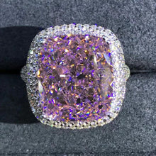 Load image into Gallery viewer, 8 Carat Pink Cushion Cut Double Edge Halo Cathedral Pave Moissanite Ring
