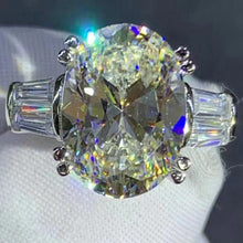 Load image into Gallery viewer, BIG 6 Carat Oval Cut Moissanite Ring Double Prong Basket Three Stone VVS K-M Colorless