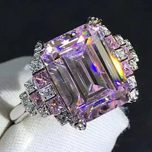 Load image into Gallery viewer, 5 Carat Emerald Cut Moissanite Ring Side Stone Plain Shank VVS K-M Colorless