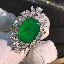 Load image into Gallery viewer, BIG 10 Carat VVS Cushion cut Green Lab Emerald Double Halo Ring