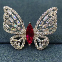 Load image into Gallery viewer, 5 Carat Marquise Cut Big Butterfly Two Prong Plain Shank Red VVS Lab Ruby Ring