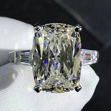 Load image into Gallery viewer, BIG 6 Carat K-M Colorless Cushion Cut Three Stone VVS Simulated Sapphire Ring