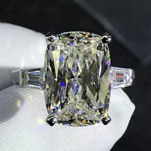 BIG 6 Carat K-M Colorless Cushion Cut Three Stone VVS Simulated Sapphire Ring