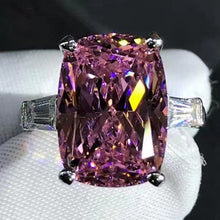 Load image into Gallery viewer, BIG 6 Carat K-M Colorless Cushion Cut Three Stone VVS Simulated Sapphire Ring