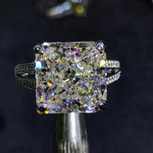 Load image into Gallery viewer, 6 Carat K-M Colorless Radiant Cut 4 Prong Bead-set Split Shank Simulated Sapphire Ring
