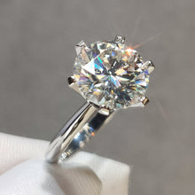 Load image into Gallery viewer, 5 Carat Round Cut Moissanite Ring 6 Prong Solitaire Pinched Shank Certified D Color
