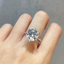 Load image into Gallery viewer, 5 Carat Round Cut Moissanite Ring 6 Prong Solitaire Pinched Shank Certified D Color