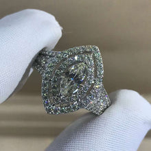 Load image into Gallery viewer, 1 Carat Marquise Moissanite Ring Double Halo Split Shank VVS K-M Color