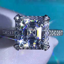 Load image into Gallery viewer, 2 Carat Asscher Cut Moissanite Ring 4 Claw Halo Bead-set Shank VVS K-M Colorless