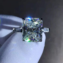 Load image into Gallery viewer, 5 Carat Radiant Cut Moissanite Ring G-H Color Three Stone Basket Tapered