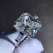 Load image into Gallery viewer, 5 Carat Radiant Cut Moissanite Ring G-H Color Three Stone Basket Tapered